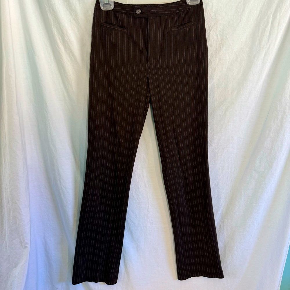 Gap Brown Pinstriped Straight Leg Trouser Stretch Classic Sz 2.